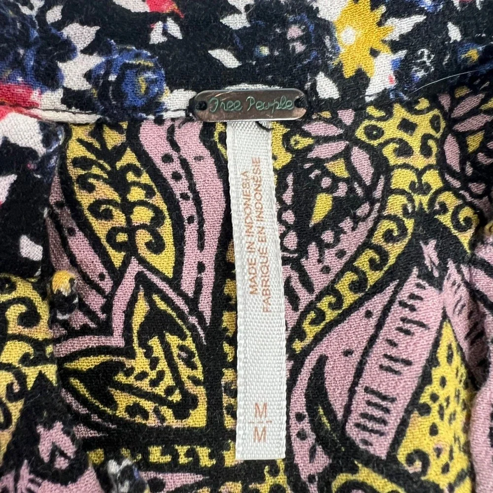 Free People Wildflower Fields Floral Tunic Blouse Womens Medium Boho